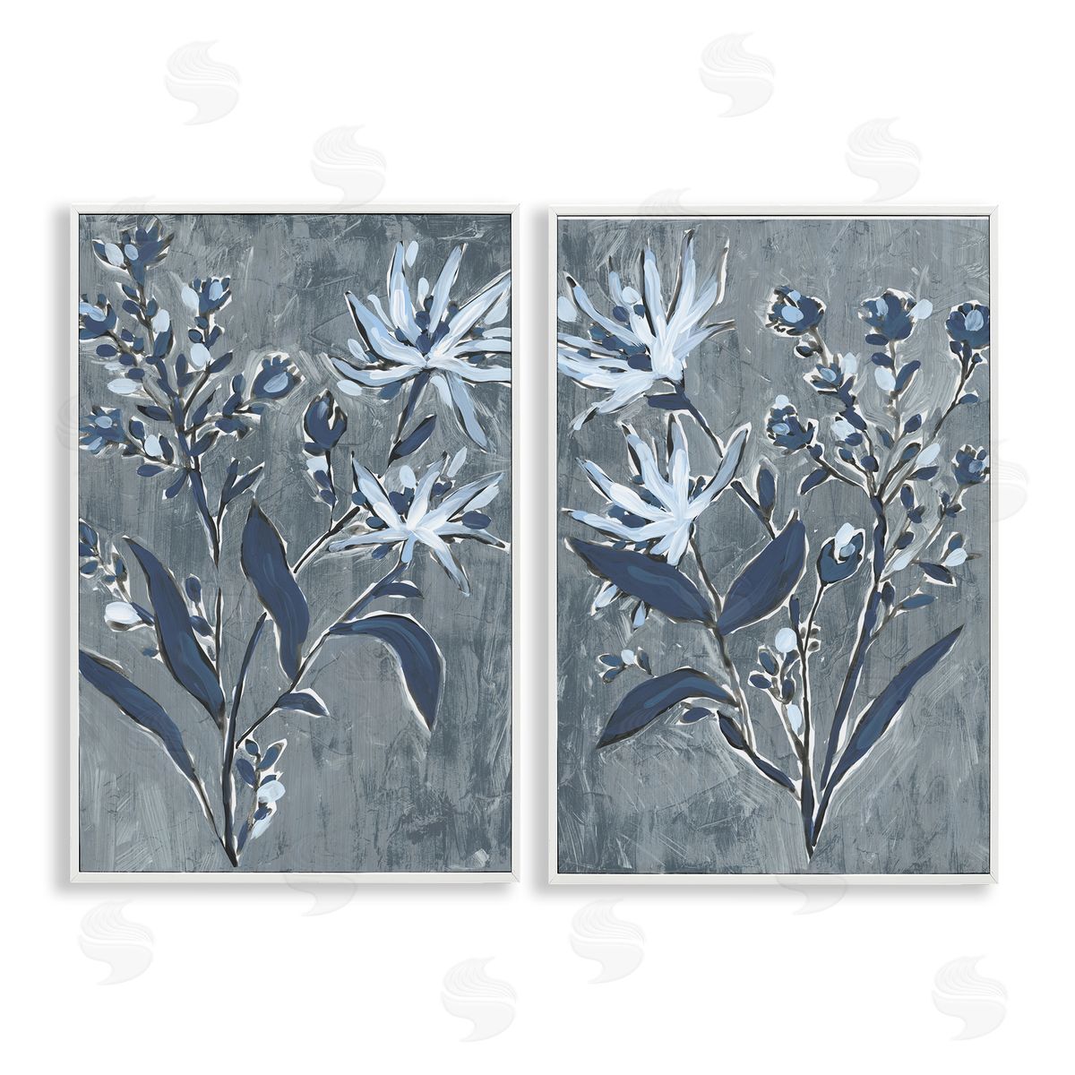 June Erica Vess Navy Flower Sprigs Canvas Wall Art Print