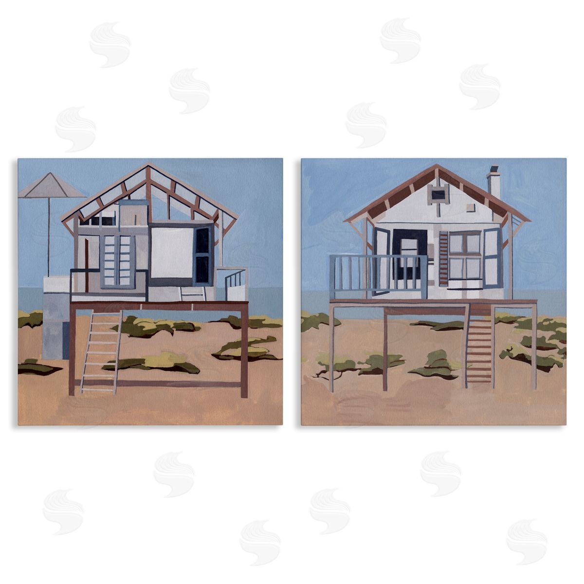 Melissa Wang Silent Shore Beach Houses Canvas Wall Art Print