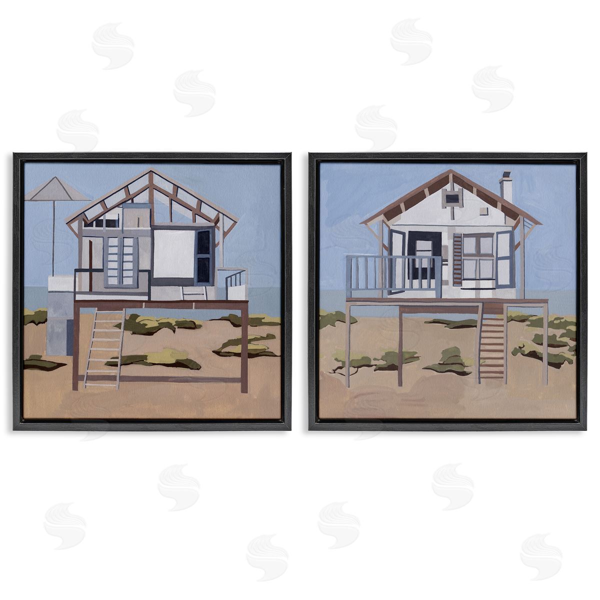 Melissa Wang Silent Shore Beach Houses Canvas Wall Art Print