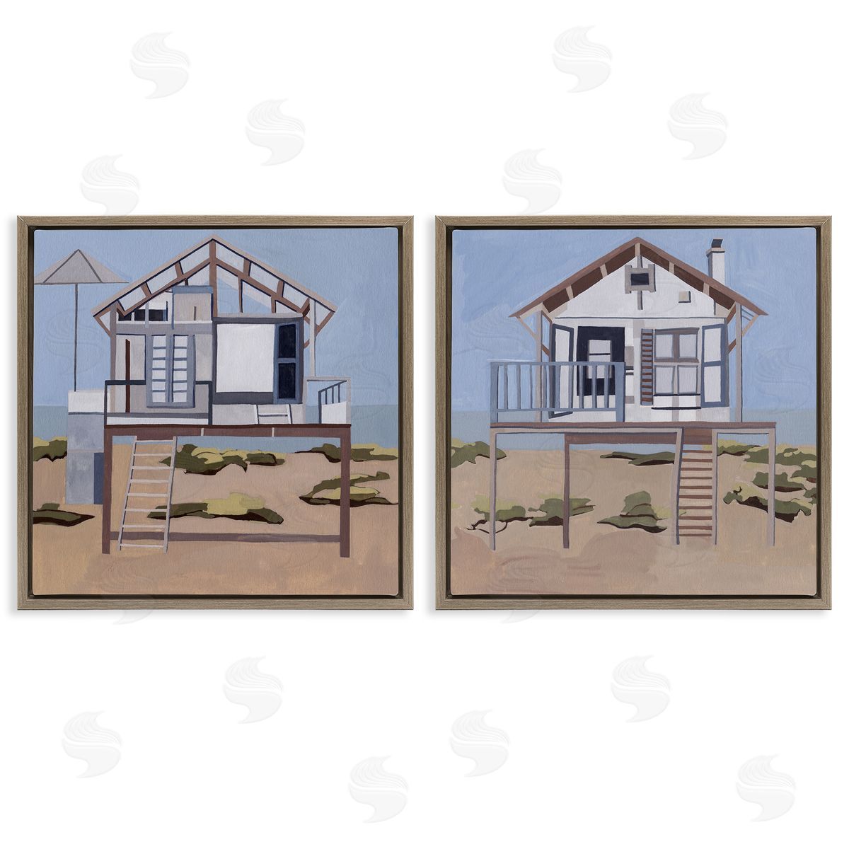 Melissa Wang Silent Shore Beach Houses Canvas Wall Art Print