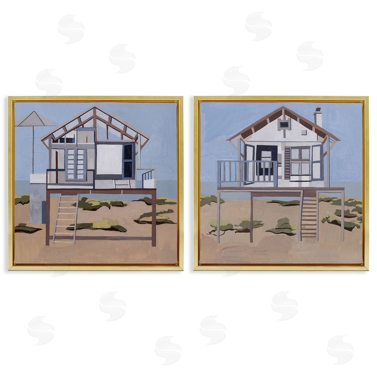 Melissa Wang Silent Shore Beach Houses Canvas Wall Art Print
