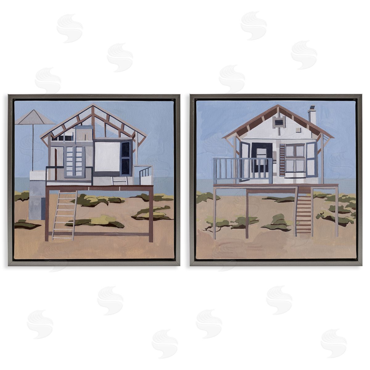 Melissa Wang Silent Shore Beach Houses Canvas Wall Art Print
