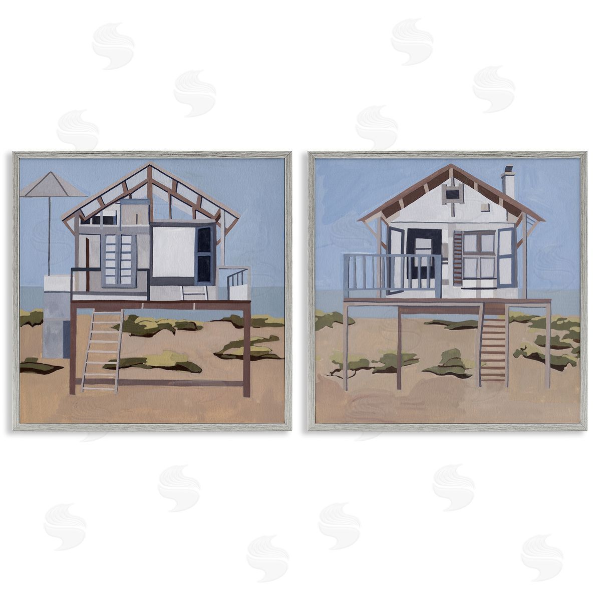 Melissa Wang Silent Shore Beach Houses Canvas Wall Art Print