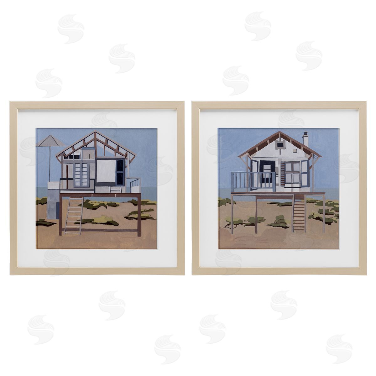 Melissa Wang Silent Shore Beach Houses Canvas Wall Art Print