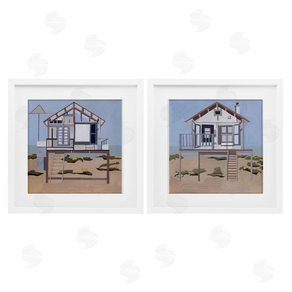 Melissa Wang Silent Shore Beach Houses Canvas Wall Art Print
