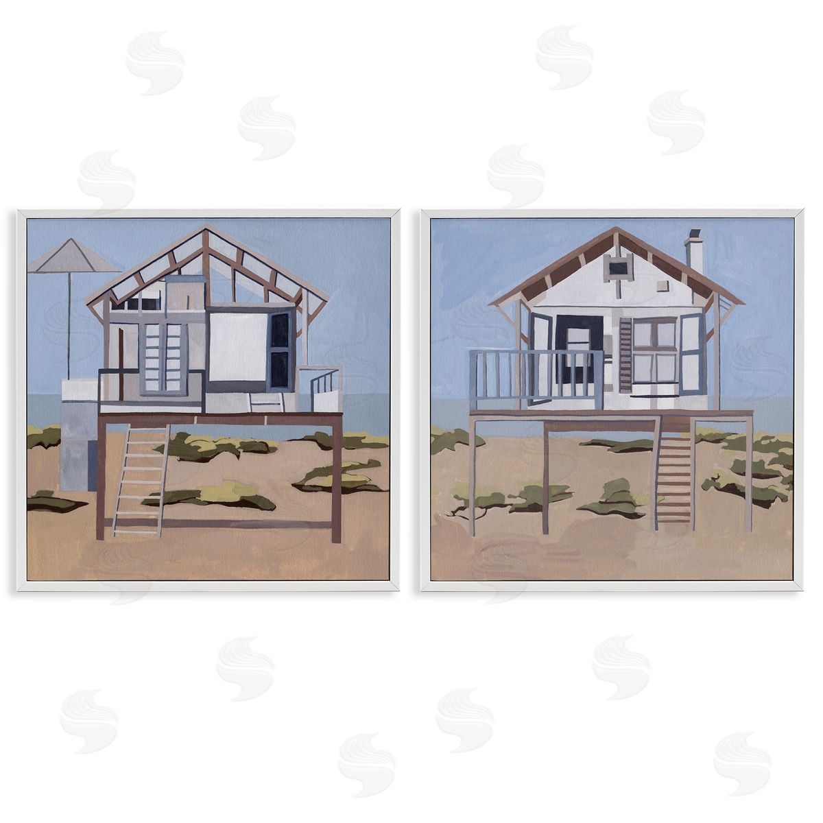 Melissa Wang Silent Shore Beach Houses Canvas Wall Art Print