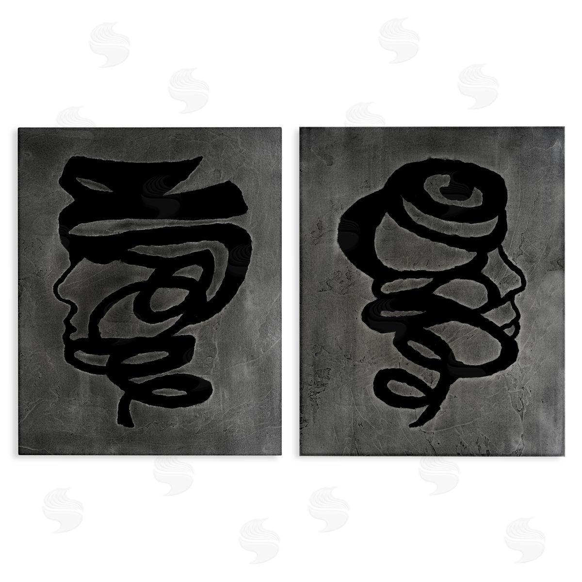Vanna Lam Coil Portraits on Grey Canvas Wall Art Print