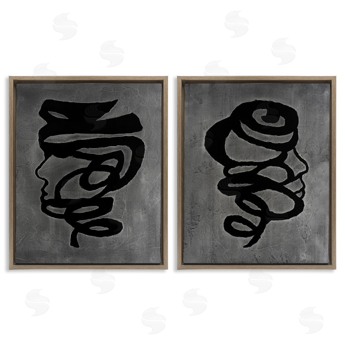Vanna Lam Coil Portraits on Grey Canvas Wall Art Print