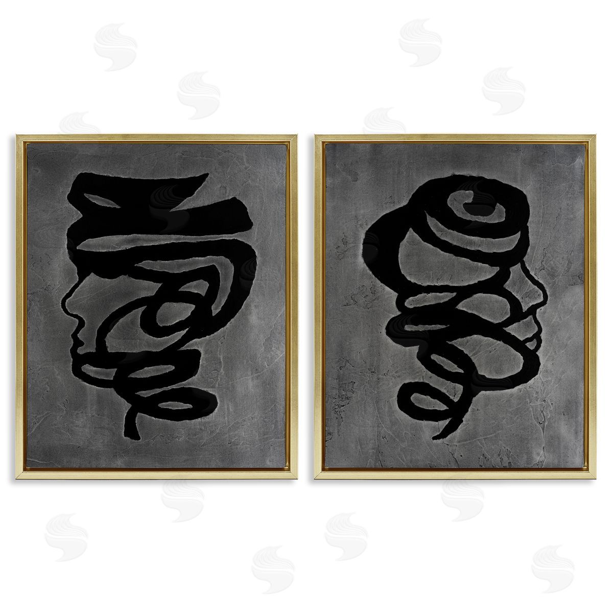 Vanna Lam Coil Portraits on Grey Canvas Wall Art Print