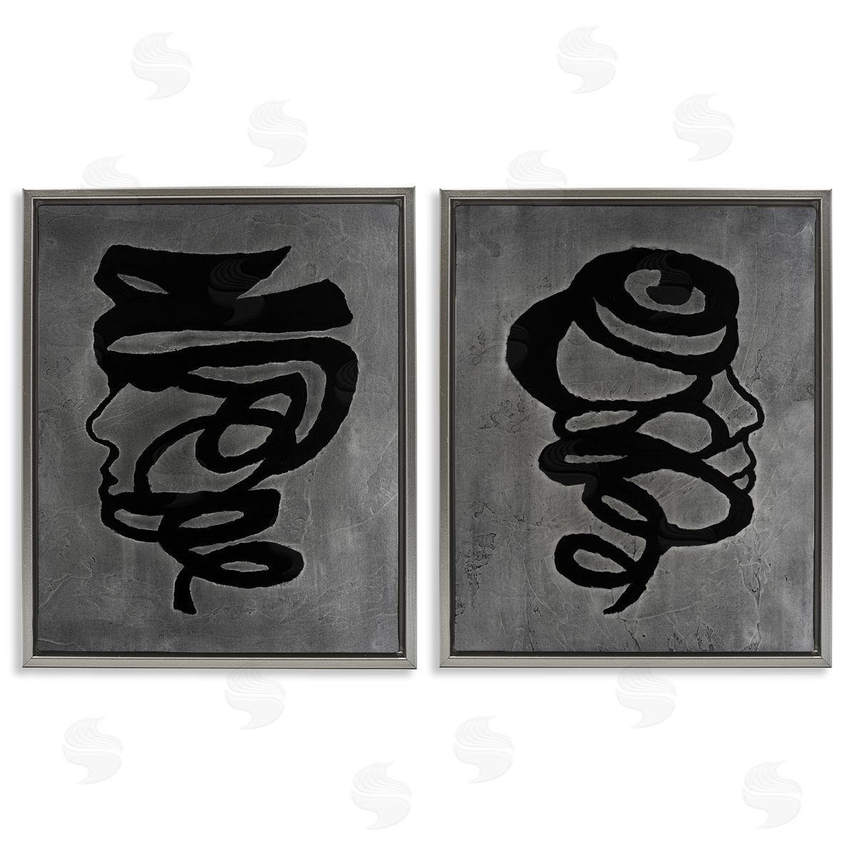Vanna Lam Coil Portraits on Grey Canvas Wall Art Print
