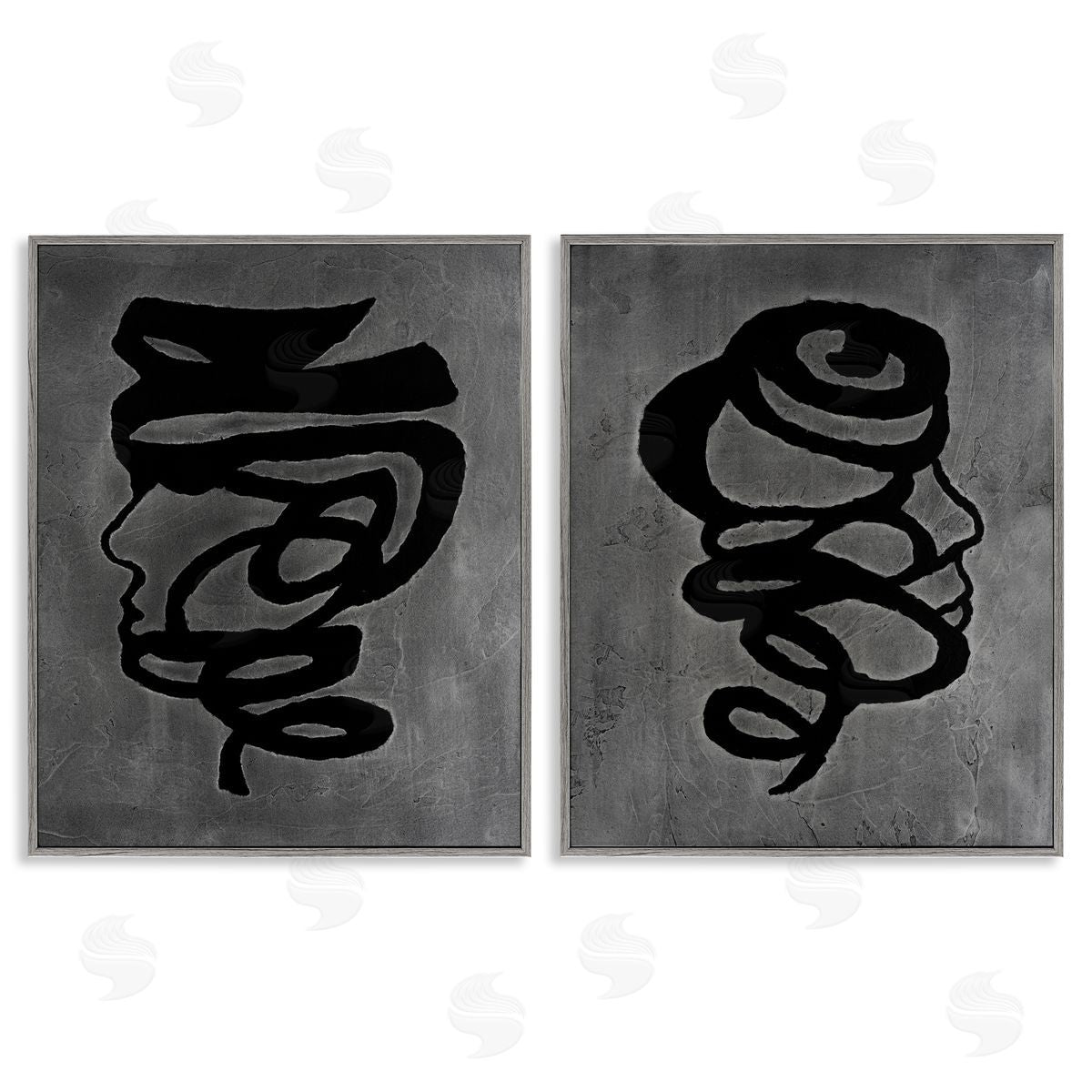 Vanna Lam Coil Portraits on Grey Canvas Wall Art Print