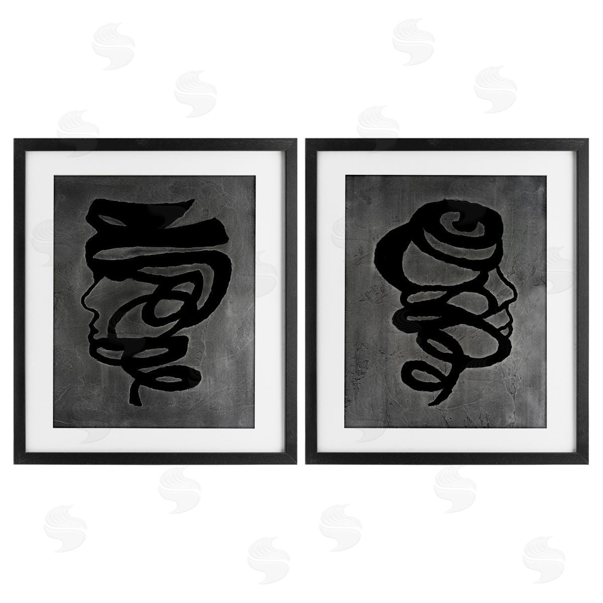 Vanna Lam Coil Portraits on Grey Canvas Wall Art Print