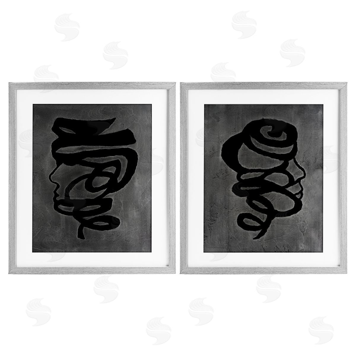 Vanna Lam Coil Portraits on Grey Canvas Wall Art Print