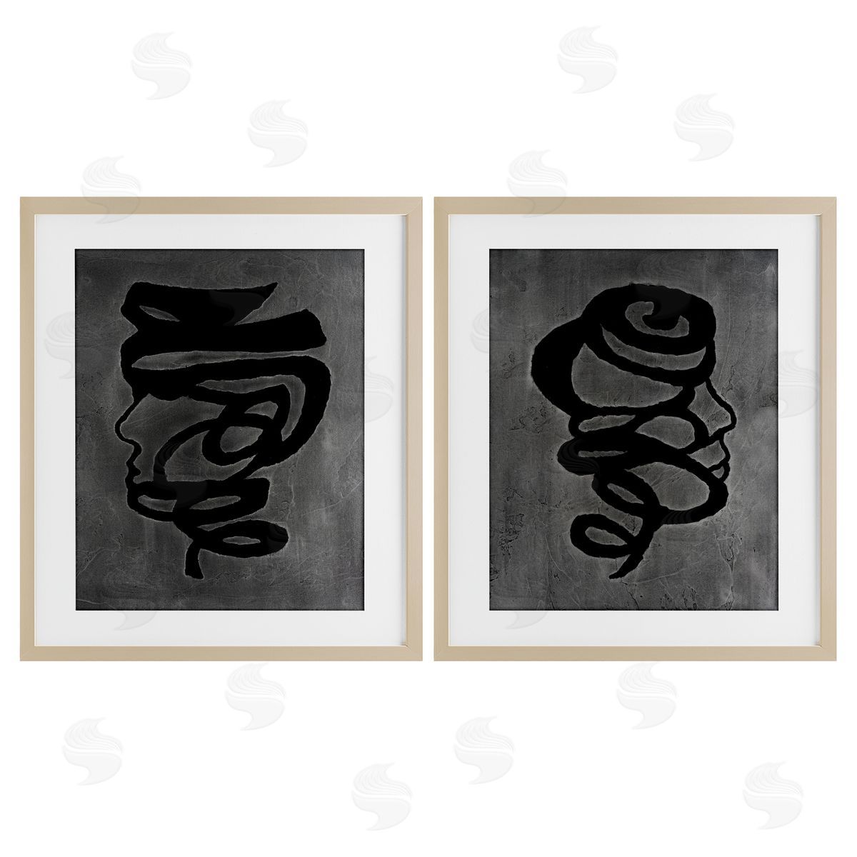 Vanna Lam Coil Portraits on Grey Canvas Wall Art Print