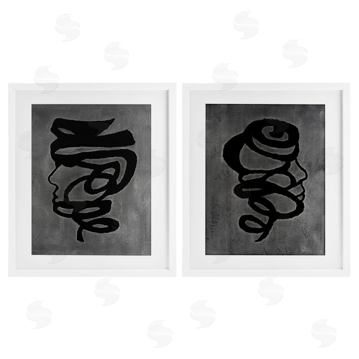 Vanna Lam Coil Portraits on Grey Canvas Wall Art Print