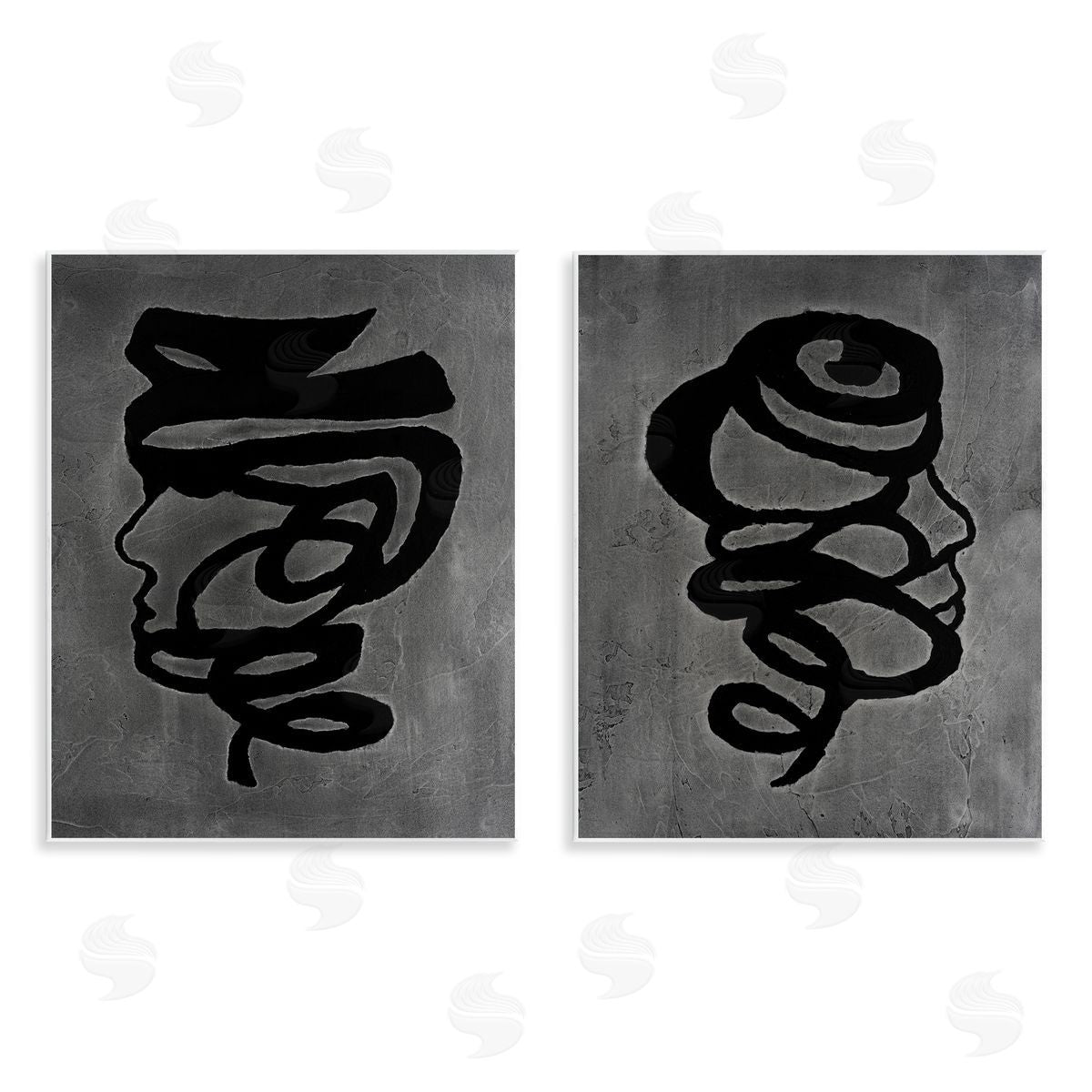 Vanna Lam Coil Portraits on Grey Canvas Wall Art Print