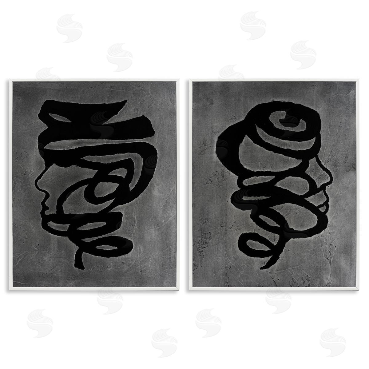 Vanna Lam Coil Portraits on Grey Canvas Wall Art Print