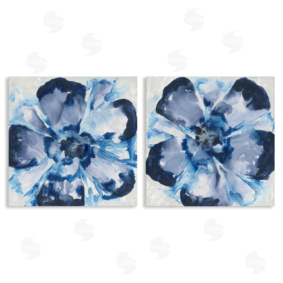 June Erica Vess Blue Glass Blossoms Canvas Wall Art Print