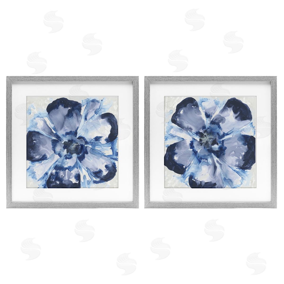 June Erica Vess Blue Glass Blossoms Canvas Wall Art Print