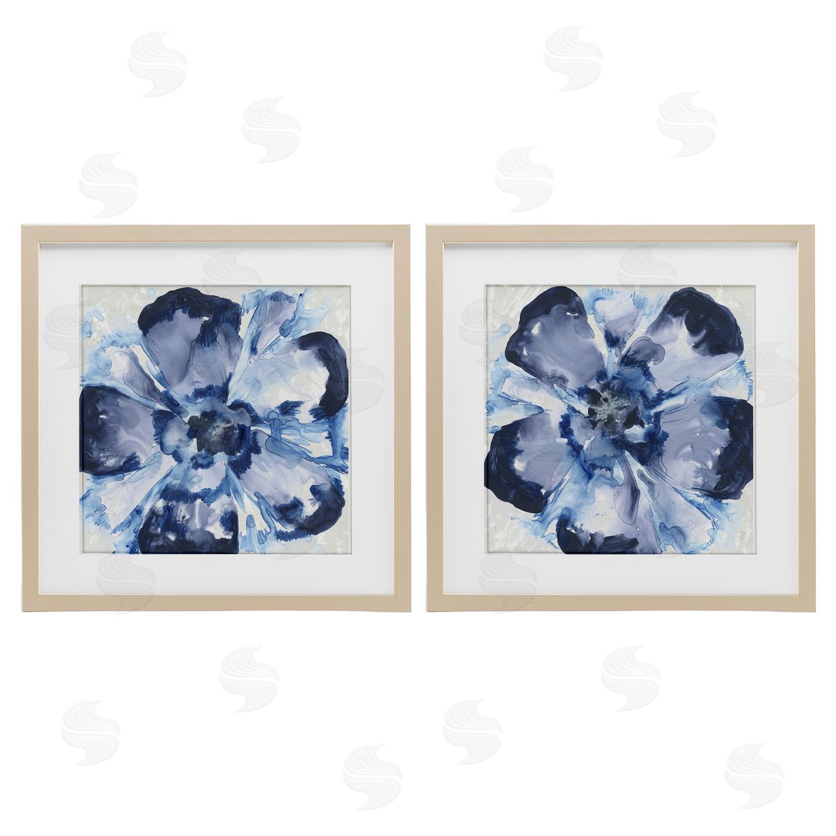 June Erica Vess Blue Glass Blossoms Canvas Wall Art Print