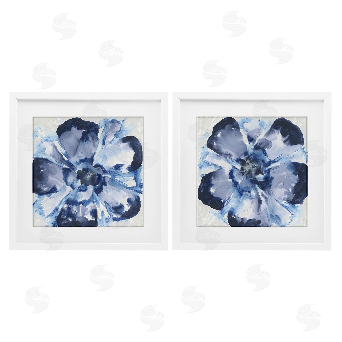 June Erica Vess Blue Glass Blossoms Canvas Wall Art Print