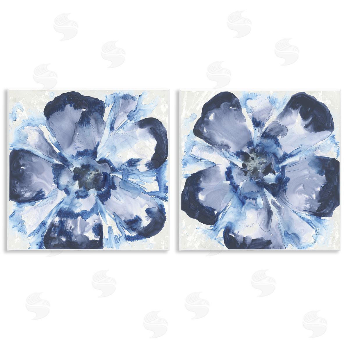 June Erica Vess Blue Glass Blossoms Canvas Wall Art Print