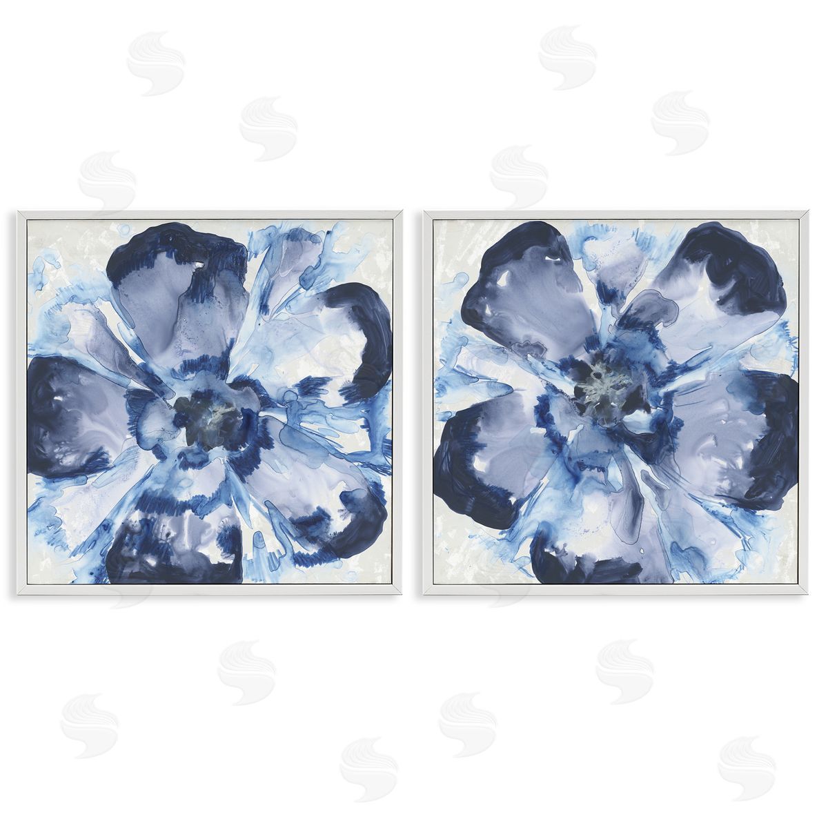 June Erica Vess Blue Glass Blossoms Canvas Wall Art Print