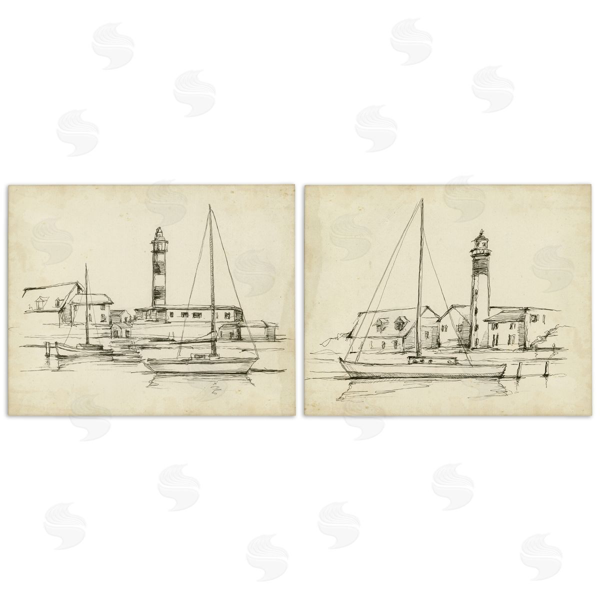 Ethan Harper Vintage Lighthouse Studies Canvas Wall Art Print