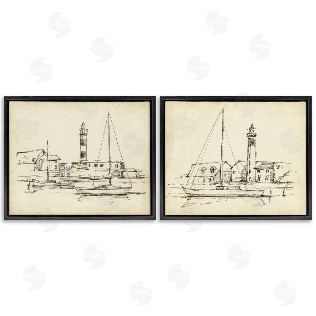 Ethan Harper Vintage Lighthouse Studies Canvas Wall Art Print