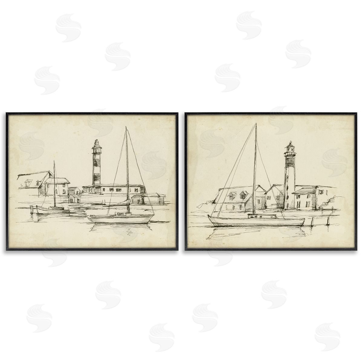 Ethan Harper Vintage Lighthouse Studies Canvas Wall Art Print