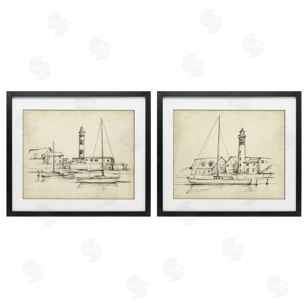 Ethan Harper Vintage Lighthouse Studies Canvas Wall Art Print