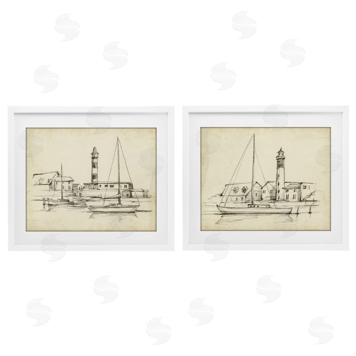 Ethan Harper Vintage Lighthouse Studies Canvas Wall Art Print