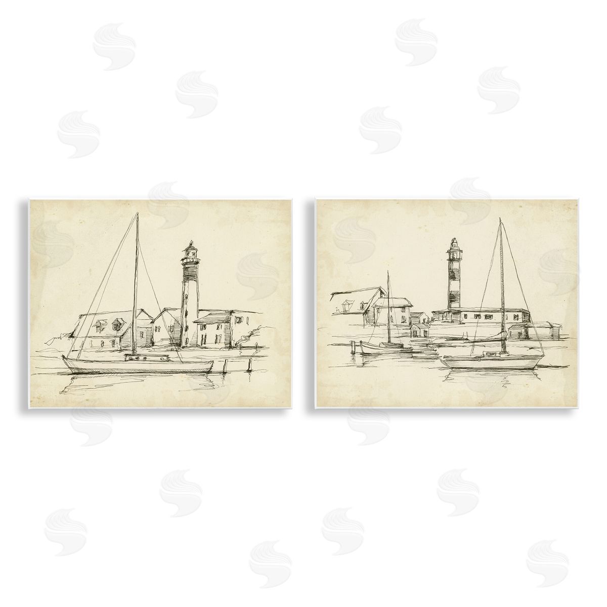 Ethan Harper Vintage Lighthouse Studies Canvas Wall Art Print