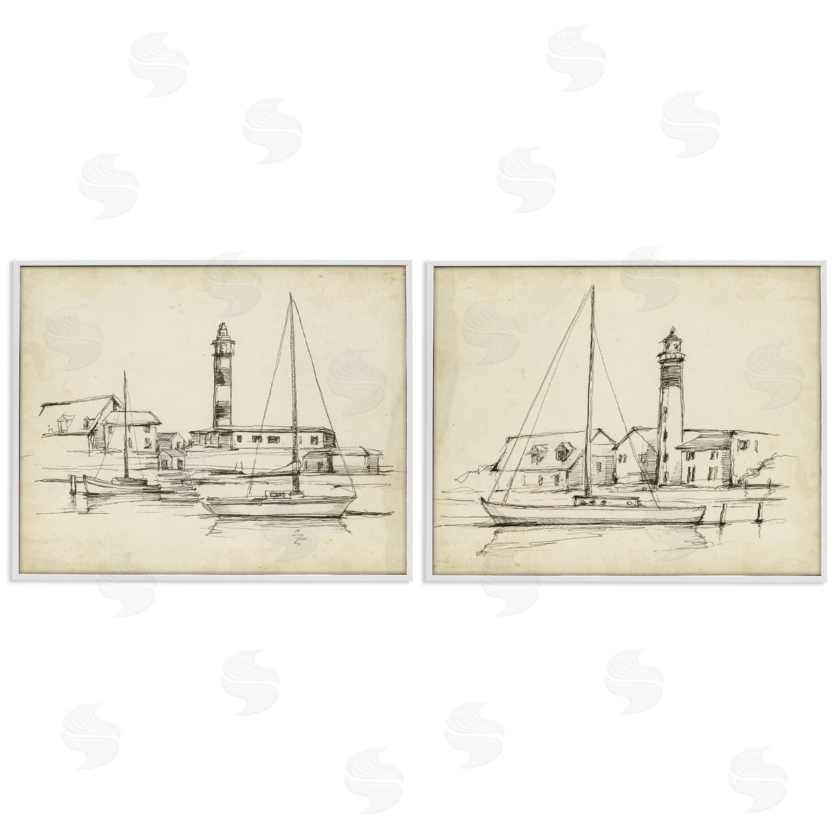 Ethan Harper Vintage Lighthouse Studies Canvas Wall Art Print