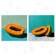Walker Noble | Papaya on Blue Still Life