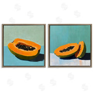 Walker Noble | Papaya on Blue Still Life
