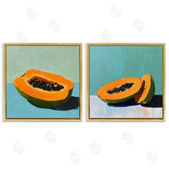 Walker Noble | Papaya on Blue Still Life