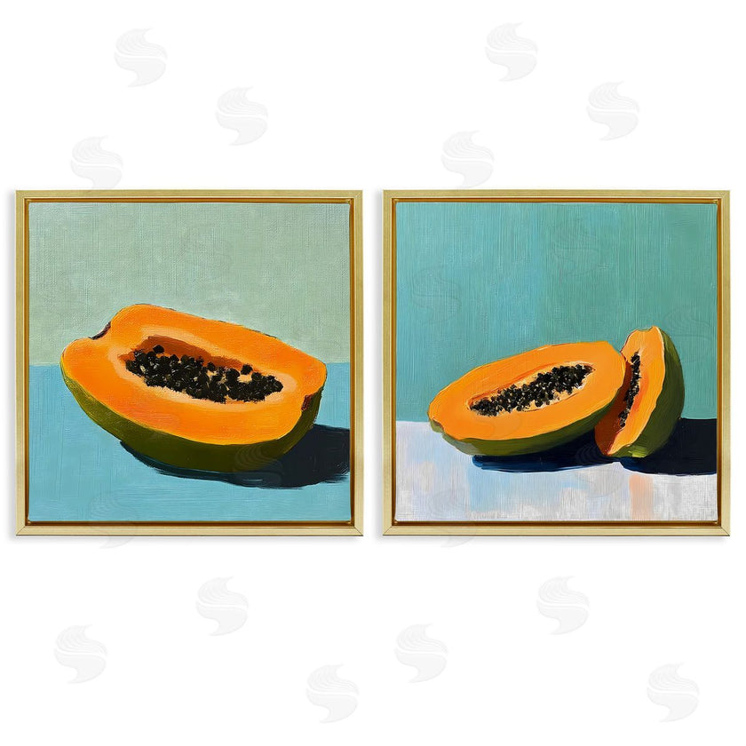 Walker Noble | Papaya on Blue Still Life