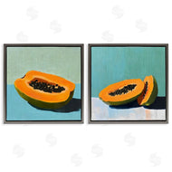 Walker Noble | Papaya on Blue Still Life