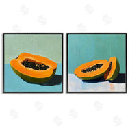 Walker Noble | Papaya on Blue Still Life