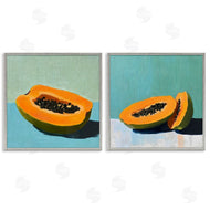 Walker Noble | Papaya on Blue Still Life