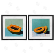 Walker Noble | Papaya on Blue Still Life