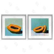Walker Noble | Papaya on Blue Still Life