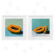 Walker Noble | Papaya on Blue Still Life