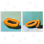 Walker Noble | Papaya on Blue Still Life