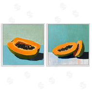 Walker Noble | Papaya on Blue Still Life