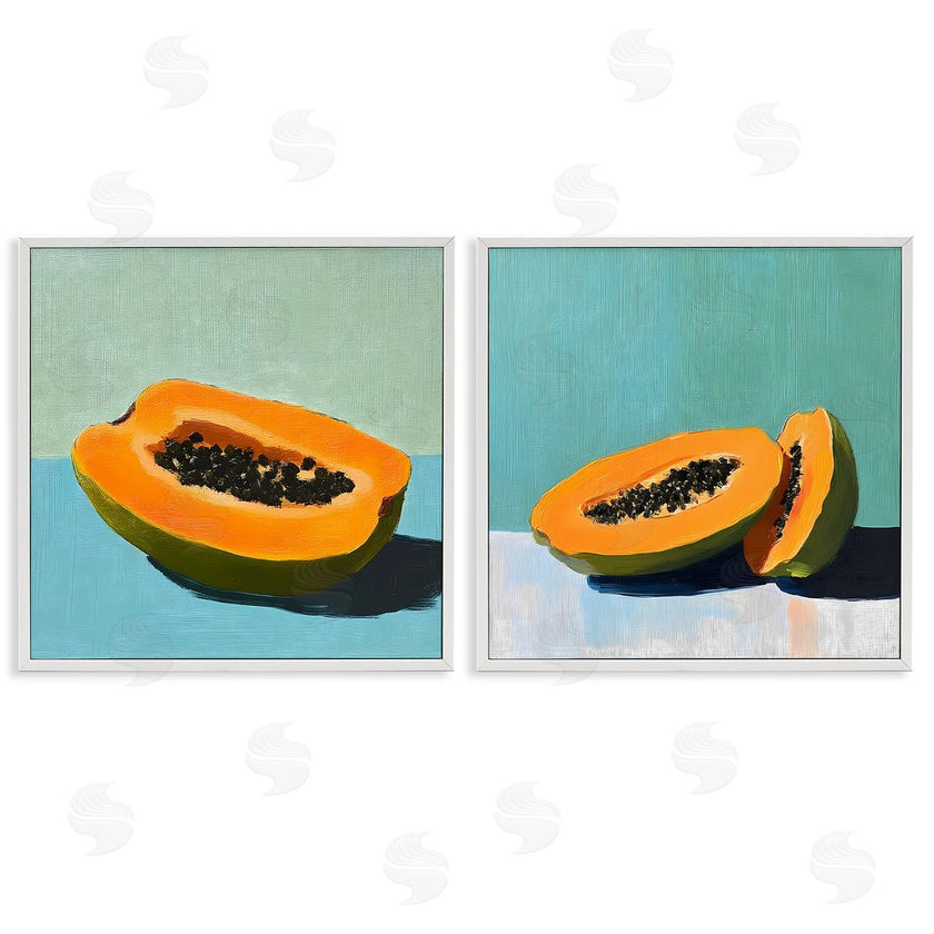 Walker Noble | Papaya on Blue Still Life