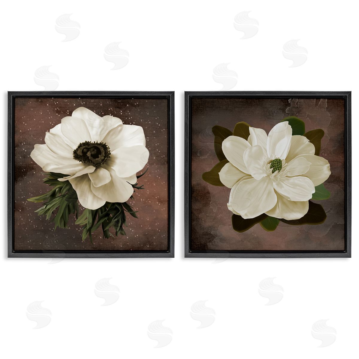 Jennifer Stith White Flowers on Brown Canvas Wall Art Print