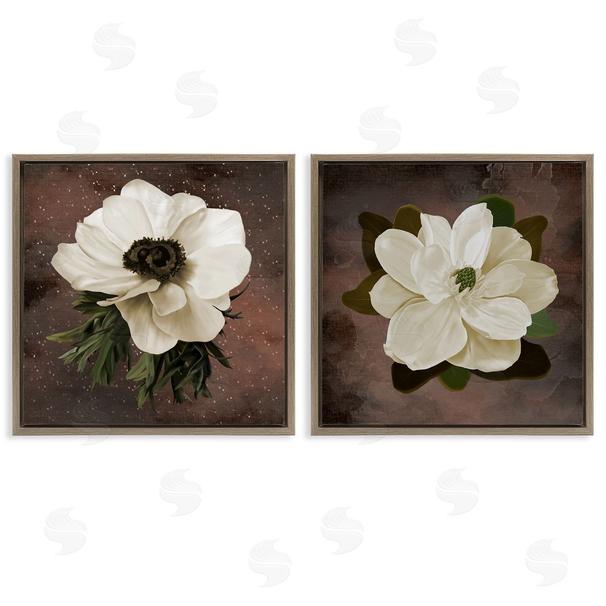 Jennifer Stith White Flowers on Brown Canvas Wall Art Print