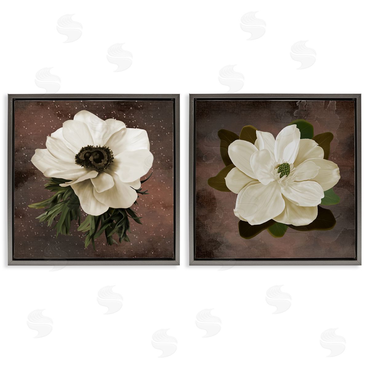 Jennifer Stith White Flowers on Brown Canvas Wall Art Print